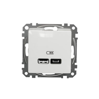 Sedna Design & Elements Gniazdo ładowania USB Typ A+C 2,4A białe SDD111402 SCHNEIDER (SDD111402)